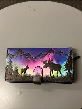 SHAG WEAR Large Zipper Wallet - Moose Scene - Pink & Gray